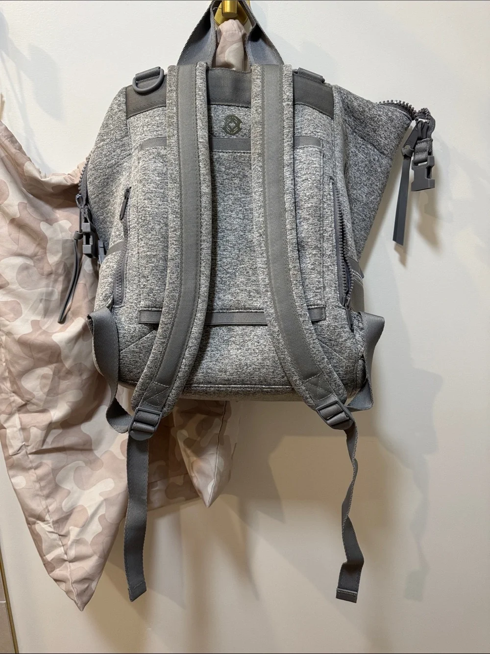 Dagne Dover Heather Gray Roll-Top diaper backpack